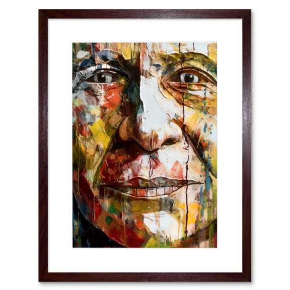 Behind Every Face a Story Close Up Bold Painting Artwork Framed Wall Art Print 9X7 Inch