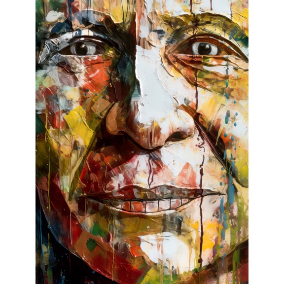Behind Every Face a Story Close Up Bold Painting Large Wall Art Poster Print Thick Paper 18X24 Inch