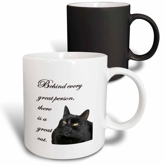 3drose, Behind Every Great Person There Is a Great Cat Quote, 11oz Magic Transforming Mug