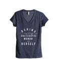 thumbnail image 1 of Behind Every Successful Woman Is Herself Women's Fashion Relaxed V-Neck T-Shirt Tee Heather Navy Large, 1 of 3