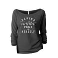 thumbnail image 1 of Behind Every Successful Woman Is Herself Women's Fashion Slouchy 3/4 Sleeves Raglan Lightweight Sweatshirt Gunmetal Medium, 1 of 3