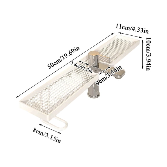 Behind the Faucet Sink Organizer, No-Drill Over the Sink Shelf, U-Shaped Faucet Storage Rack, Rustproof Metal Bathroom Countertop Organizer with Fast Drainage for Kitchen & Bathroom