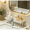 thumbnail image 1 of Behind the Faucet Sink Organizer, No-Drill over the bathroom sink shelf Tool-Free Compact Countertop Faucet Organizer Storage Rack Stand Hollowed-Out Bottom Easy Drainage For Kitchen Bathroom, 1 of 8