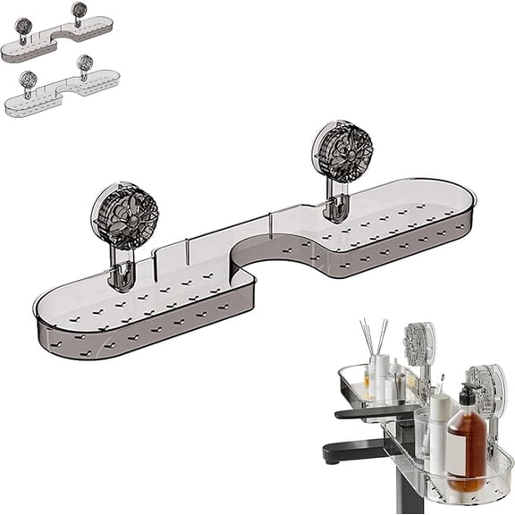Behind the Faucet Storage Shelf, Universal Removable Faucet Storage Rack, Sink No-Drill Bathroom Organizer Shelf, Space-Saving Bathroom Organizer, for Bathrooms Kitchen (1PC,B)