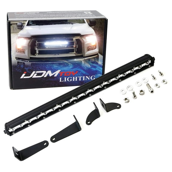 Behind Grille Mount 20-Inch LED Ultra Slim Light Bar Kit For 2015-17 Ford F150, Includes (1) 54W High Power LED Lightbar & Inside Grill Area Mounting Brackets