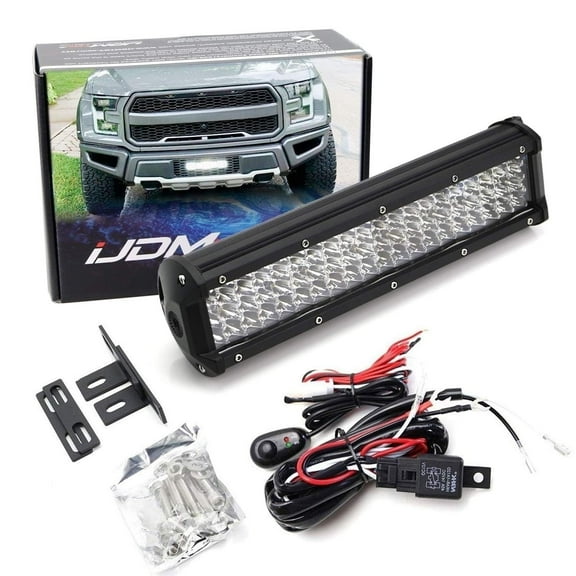 Behind Lower Grille Mount 12-Inch LED Light Bar Kit For 2017-2020 Ford Raptor, Includes (1) High Power LED Lightbar, Mesh Grill Mounting Brackets & On/Off Switch Wiring Kit