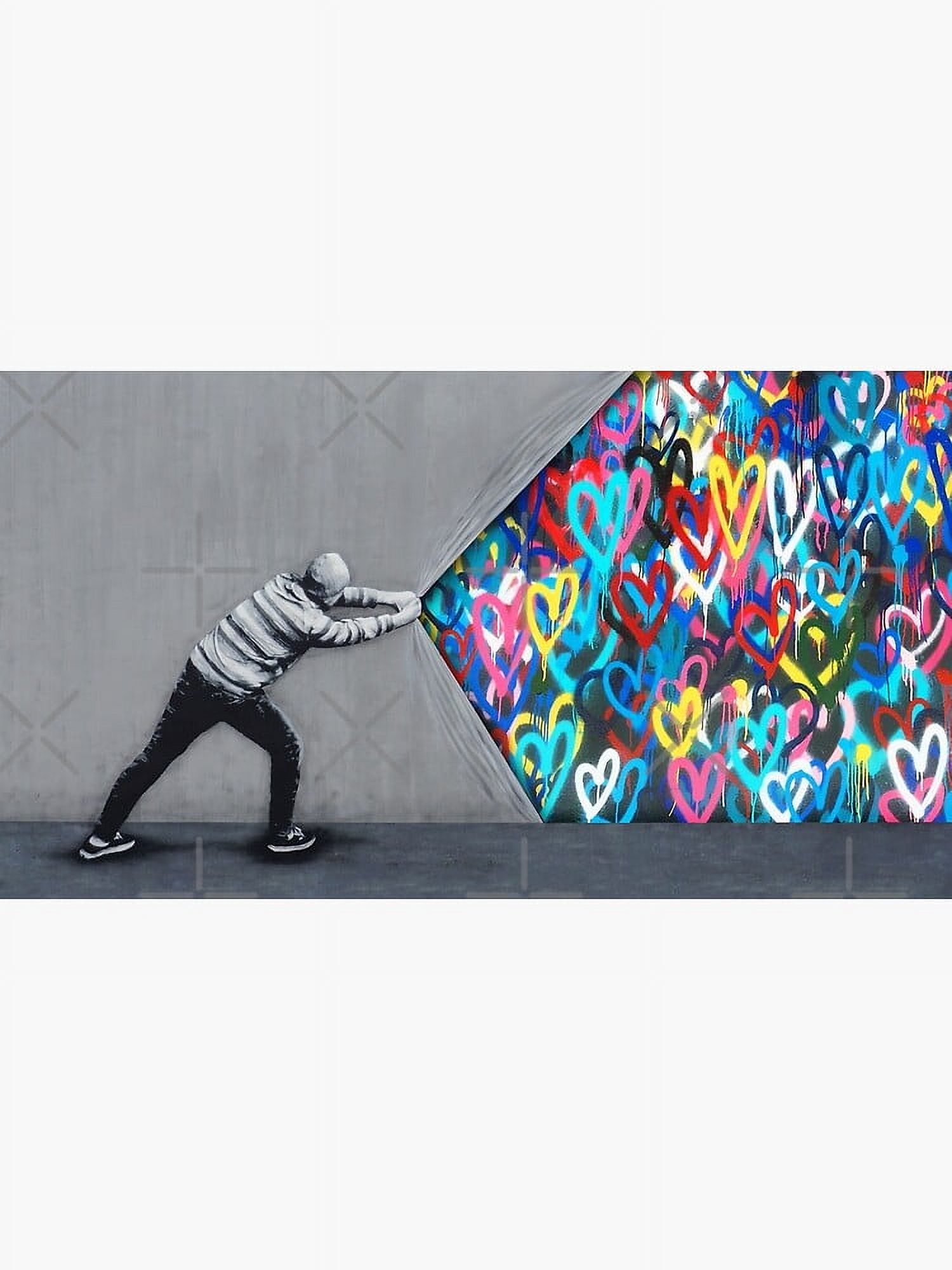 Behind The Curtain Graffiti Hearts Spray Paint Art Canvas Poster Decor
