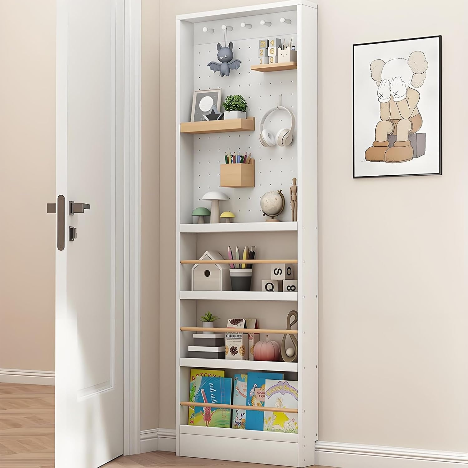 Behind The Door Bookshelf, Narrow Bookcase for Bedroom, Living Room ...