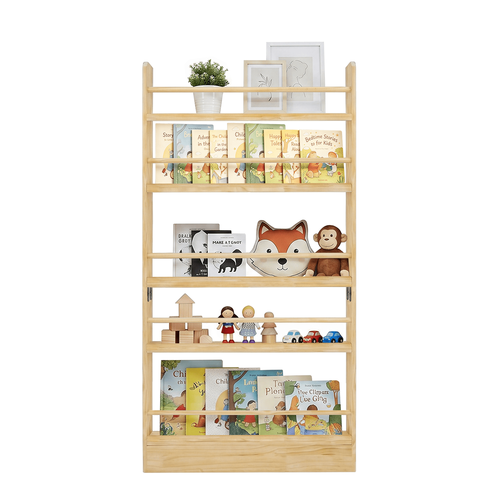 Behind the Door Bookshelf 31.5x4x56.3 Inch Solid Wood 5-Shelf Narrow Storage for Living Room Bedroom Entryway