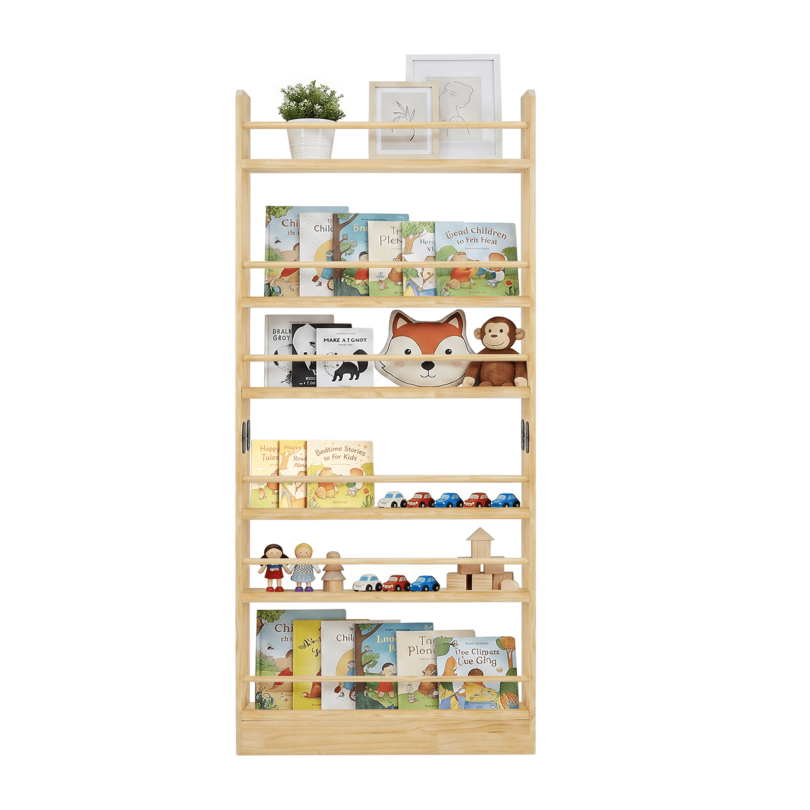 Behind the Door Bookshelf 31.5x4x68.38 Inch Solid Wood 6-Shelf Narrow Storage for Living Room Bedroom Entryway