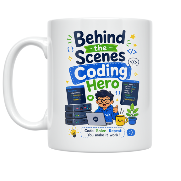 Behind the Scenes Coding Hero - Back-End Developer - 11 oz Ceramic Coffee Mug