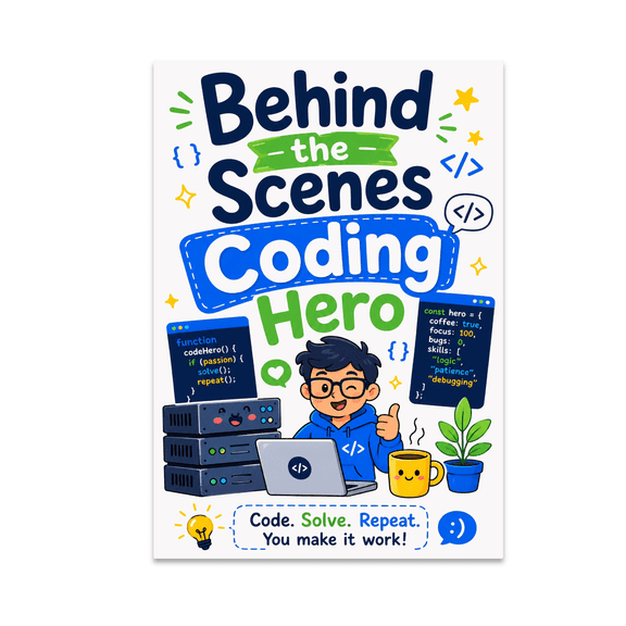 Behind the Scenes Coding Hero Poster - Developer Decor - 13x19 Poster Print