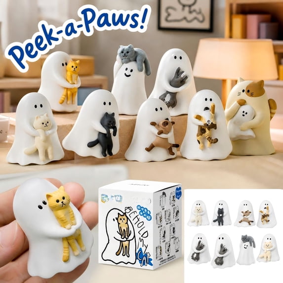 Behold My Cat Blind Box, Random Collectible Cat Figurine, Kawaii Desktop Decor, Surprise Toy for Room Shelf Display and Creative Gifts (Cat Blind Box-4PCS)