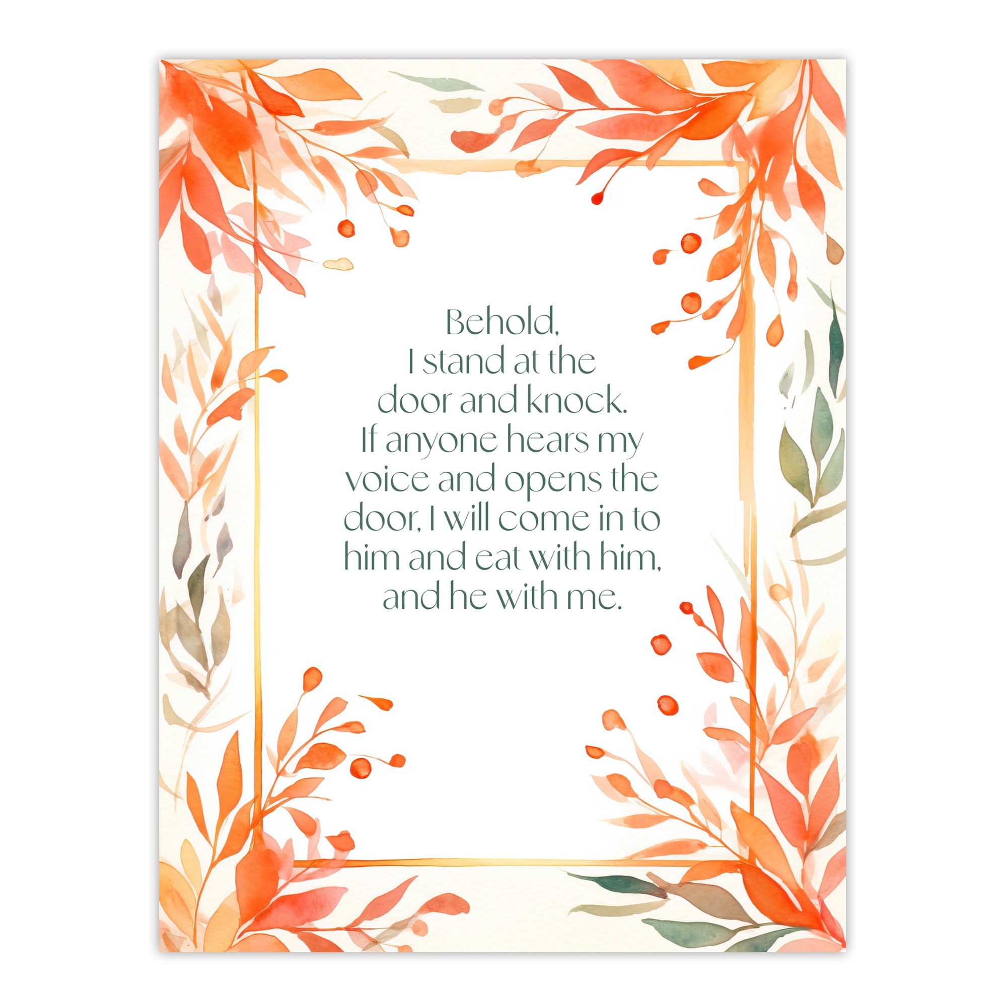 Behold Stand at Door and Knock Orange Revelation New Testament Jesus