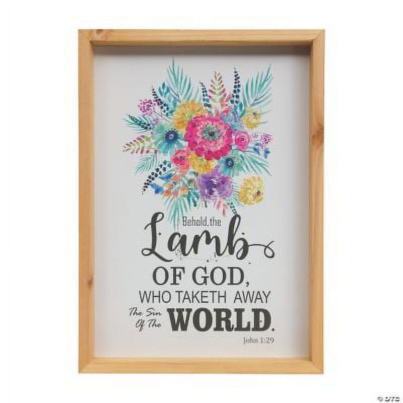 Floral Print Wood Religious Wall Sign with Bible Verse
