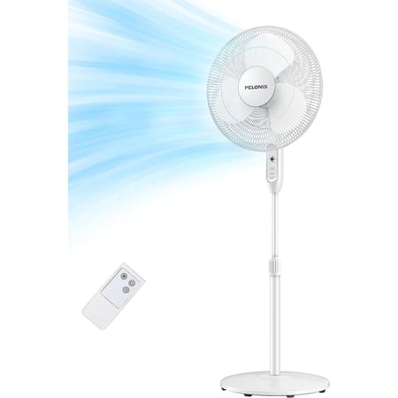 Pelonis 3-Speed Oscillating Free Standing Electric Household Fan