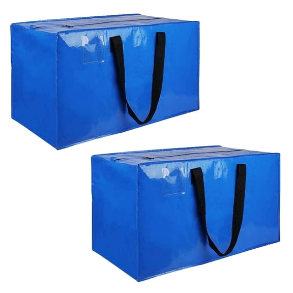 BN-LINK 2 Pack Moving Bags Heavy-Duty Extra Large, Blue Moving Totes with Zippers Handles for Space Saving, Family & Dorm Room Moving Supplies