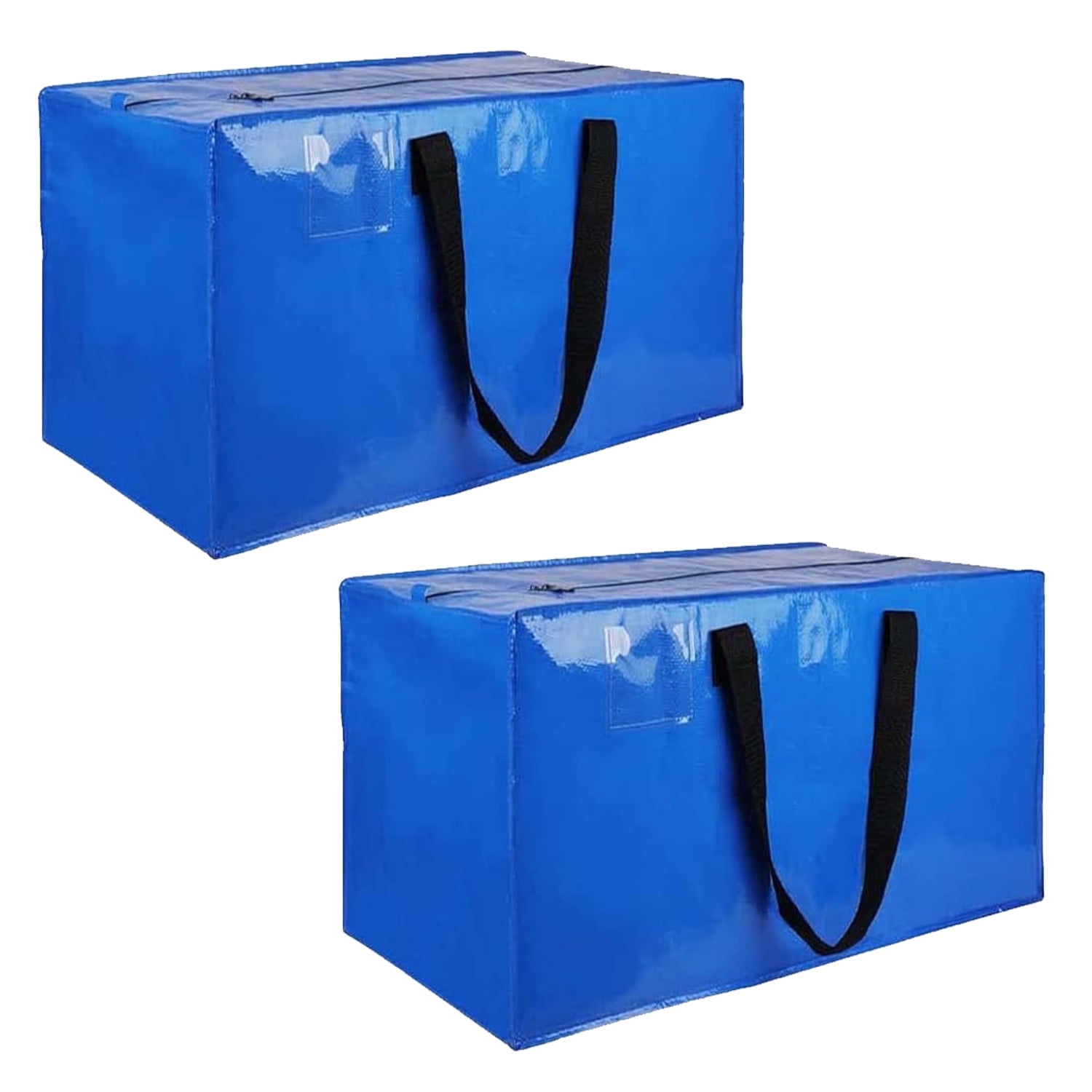 Behome 2 Pack Moving Bags Heavy-Duty Extra Large, Blue Moving Totes with Zippers Handles for Space Saving, Family & Dorm Room Moving Supplies