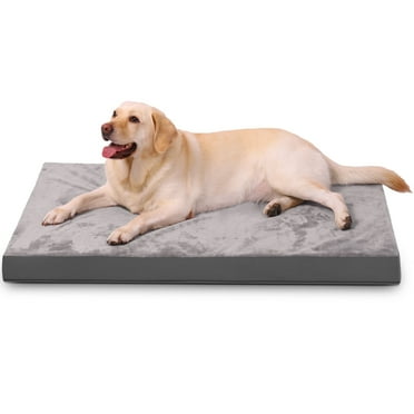Behome 48Inch Orthopedic Dog Bed for Large Dogs, Supportive Egg Foam Pet Bed with Removable & Washable Cover, Waterproof Lining & Bite Resistant, Two Types of Fabrics(Gray)