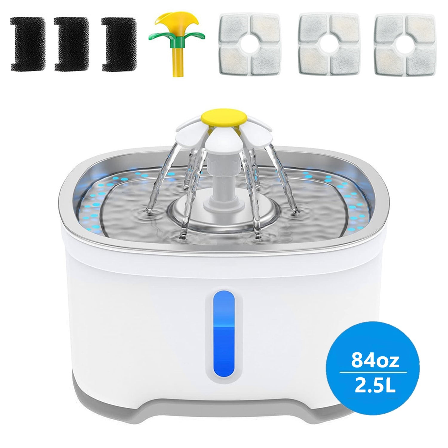 Walmart Coupons of Walmart Black Friday Deals 2025 Be Home 84oz Stainless Steel Cat Water Fountain, Automatic Pet Hydration System, LED Light, Filters