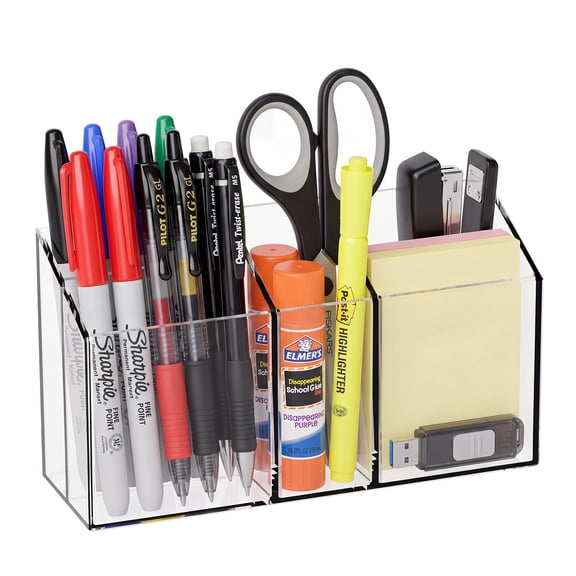 Behome Magnetic Pen Holder, Dry Erase Marker Holder for Whiteboard Fridge, Wall Mounted Acrylic Magnet Pen Holder with Adhesive, Classroom and Locker Magnetic Organizer