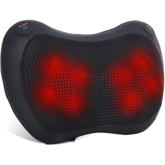 BN-LINK Back and Neck Massager with Heat, Electric 3D Deep Kneading Tissue Massage Pillow for Chair & Car, Muscle Pain Relief on Shoulders, Legs, Foot, office and Home Use