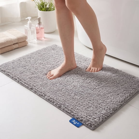 Behome Non-Slip Thick Bathroom Rugs, 16"x 24" Extra Soft and Absorbent Shaggy Bath Mat, Washable Bath Rugs for Bathroom Floor, Tub and Shower
