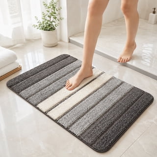 Behome Non-Slip Thick Bathroom Rugs, 16”x 24” Extra Soft and Absorbent Shaggy Bath Mat, Washable Bath Rugs for Bathroom Floor, Tub and Shower