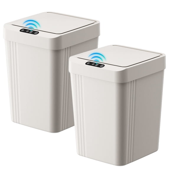 Behome 2 Pack Touchless Bathroom Trash Can, 3.4 Gallon Slim Automatic Motion Sensor Garbage Can with Lid, Small Smart Trash Can for Bedroom, Office, Batteries not Included
