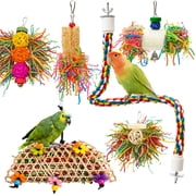 Behome Bird Toys,6 Pcs Parrot Swing Chewing Shredding Climbing Standing Hanging Toys Parrot Toys Birds Cage Accessories for Lovebirds,Cockatiel,Parakeet, Conure