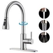Behome Kitchen Faucets with Pull Down Sprayer, 3-Mode Sprayer Kitchen Sink Faucet, 360  Swivel, Brushed Nickel, SUS304 Stainless Steel, Deck Plate for 1 or 3 Hole, Lead-Free