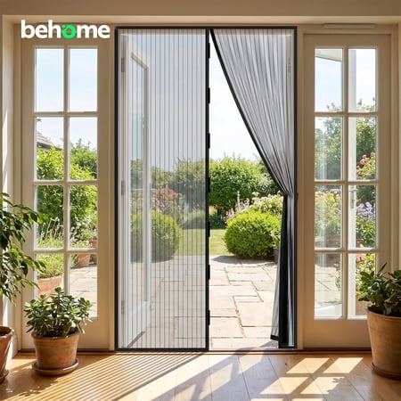 Behome Magnetic Screen Door Fit 39" x 83" , Self Sealing & Hands Free Door Net Screen with Magnet, Heavy Duty Screen Door Mesh for Front/Back Patio Doors, Bugs Out & Breeze In