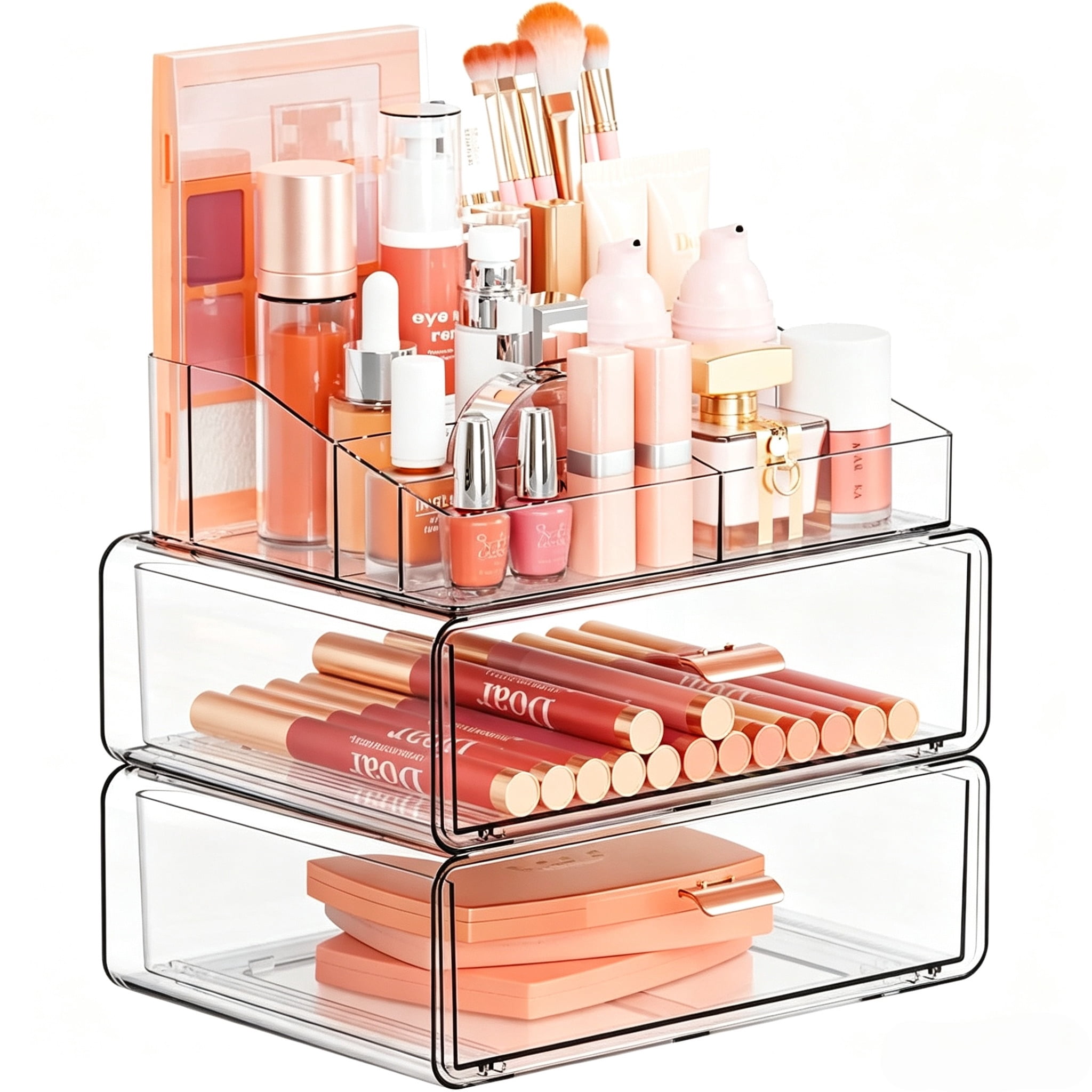 Small Sign Storage Rack Behome 3 Tier Clear Makeup Organizer Countertop, Makeup Storage with ...