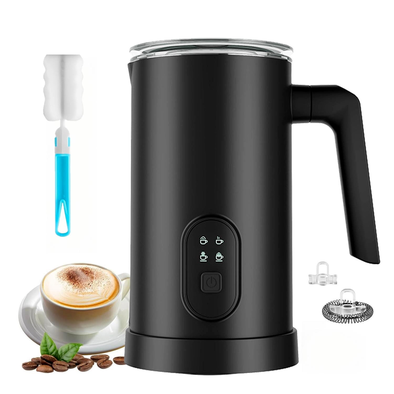 Behome Milk Frother, 4 in 1 Electric Milk Steamer, 11.8oz/350ml Automatic Hot and Cold Foam Maker and Milk Warmer for Latte, Cappuccinos, Macchiato, Hot Chocolate, Black
