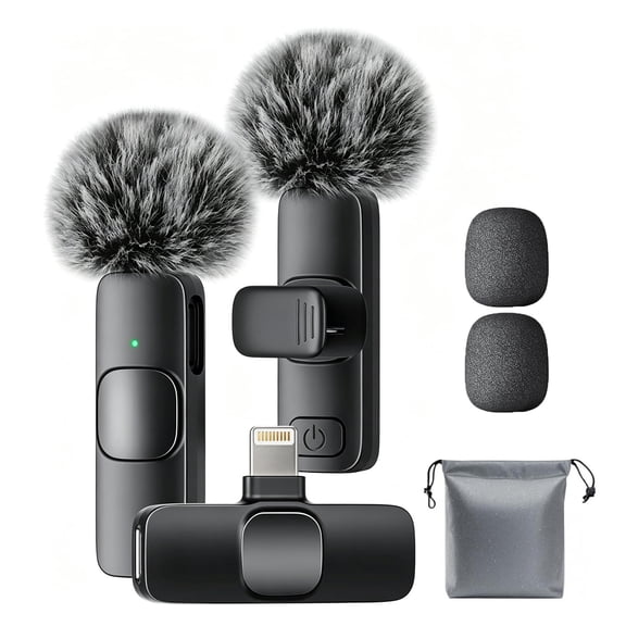 Behome Wireless Lavalier Microphone for iPhone with Storage Bag, Mini Microphone with Rotatable Clip&Denoise Recording, for TikTok, YouTube & Interviews