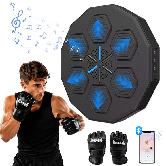 Behome Music Boxing Machine with Boxing Gloves, Wall Mounted Bluetooth Boxing Trainer, Interactive Punching Pad for Adult Kids