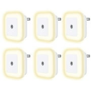 Behome Night Light with Smart Sensor, Auto-On/Off, Dusk to Dawn Night Lights Plug into Wall 6-Pack, LED Night Lamp for Bedroom, Bathroom, Hallway, Warm White