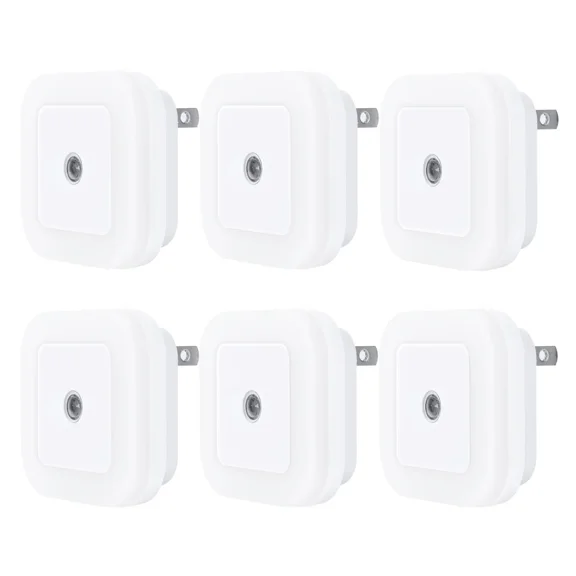 BN-LINK Night Light with Smart Sensor, Auto-On/Off, Dusk to Dawn Night Lights Plug into Wall 6-Pack, LED Night Lamp for Bedroom, Bathroom, Hallway, White