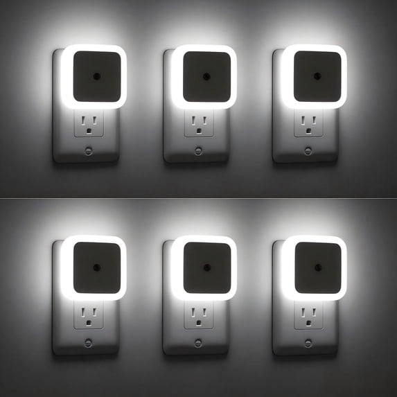 BN-LINK Night Light with Smart Sensor, Auto-On/Off, Dusk to Dawn Night Lights Plug into Wall 6-Pack, LED Night Lamp for Bedroom, Bathroom, Hallway, White