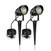BN-LINK Outdoor Landscape Spotlights, 5W LED Landscape Lights for Yard, IP65 Waterproof Garden Lights, 3000K Warm White, Landscape Lighting for House, Garden, Lawn Decorative (2 Pack)