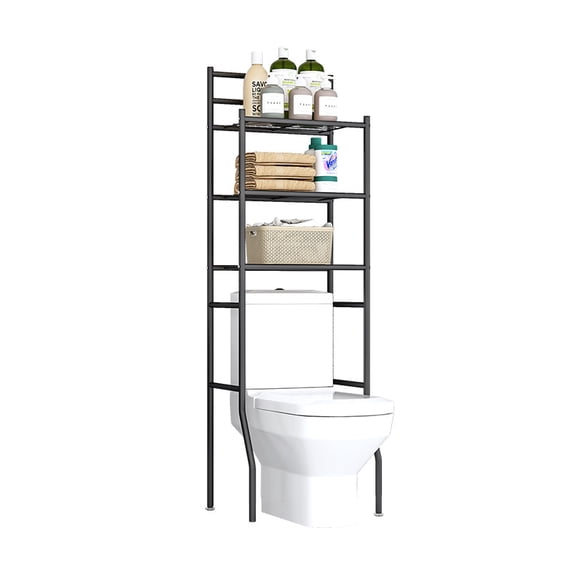 Behome Over The Toilet Storage Shelf, 3-Tier Bathroom Organizer Saver Space Rack, Classic Black