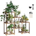 thumbnail image 1 of Behome Plant Stand Indoor, Wood Plant Shelf with 3 Tier Ladder & 7 Pots, Corner Plant Stand, Tall Plant Holder for Living Room & Balcony, Home Decor, 1 of 7
