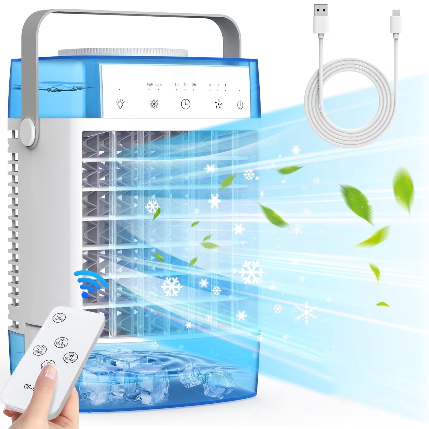 Portable Air Cooler With 40oz Tank, 3 Speeds & Mist Settings, 7-Color Lights | Personal Mini AC For Room, Bedroom, Desk