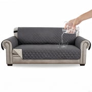 Behome Sofa Cover, Reversible Couch Cover for 3 Cushion Cover Pet Friendly Sofa Cover, Water Resistant Slipcover Furniture Protector with Non Slip Elastic Strap, Gray