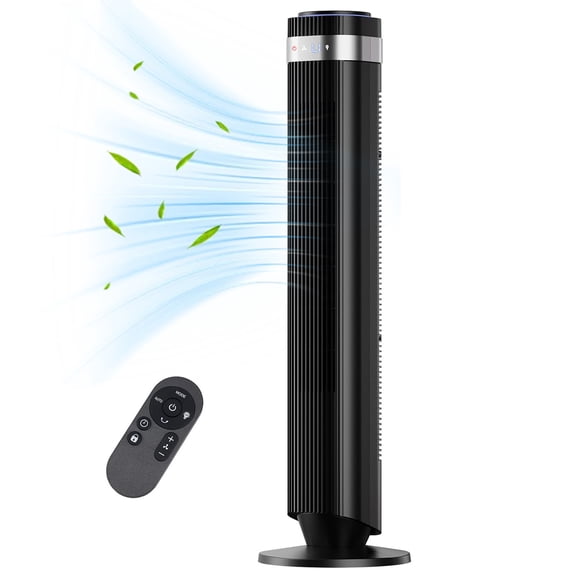 Behome 36 inch Tower Fan with Remote Control, Quiet 60°Oscillating Standing Fan with Auto-off Timer, 5 Speeds and 4 Modes for Bedroom, Kitchen and Office