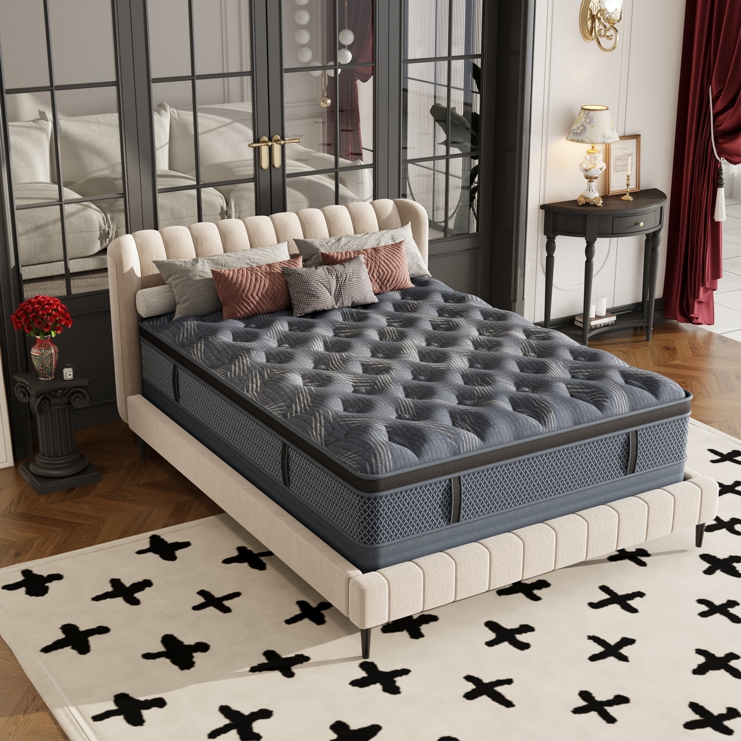 Behost 10 inch Full Size Mattress in a Box, Memory Foam Medium Firm Hybrid Mattress with Individual Pocket Springs