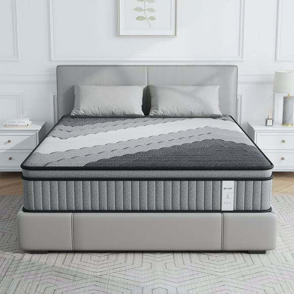 BEHOST 12 inch Queen Mattress in a Box, CertiPUR-US Memory Foam and Individual Pocket Springs Hybrid Mattress for Pressure Relief