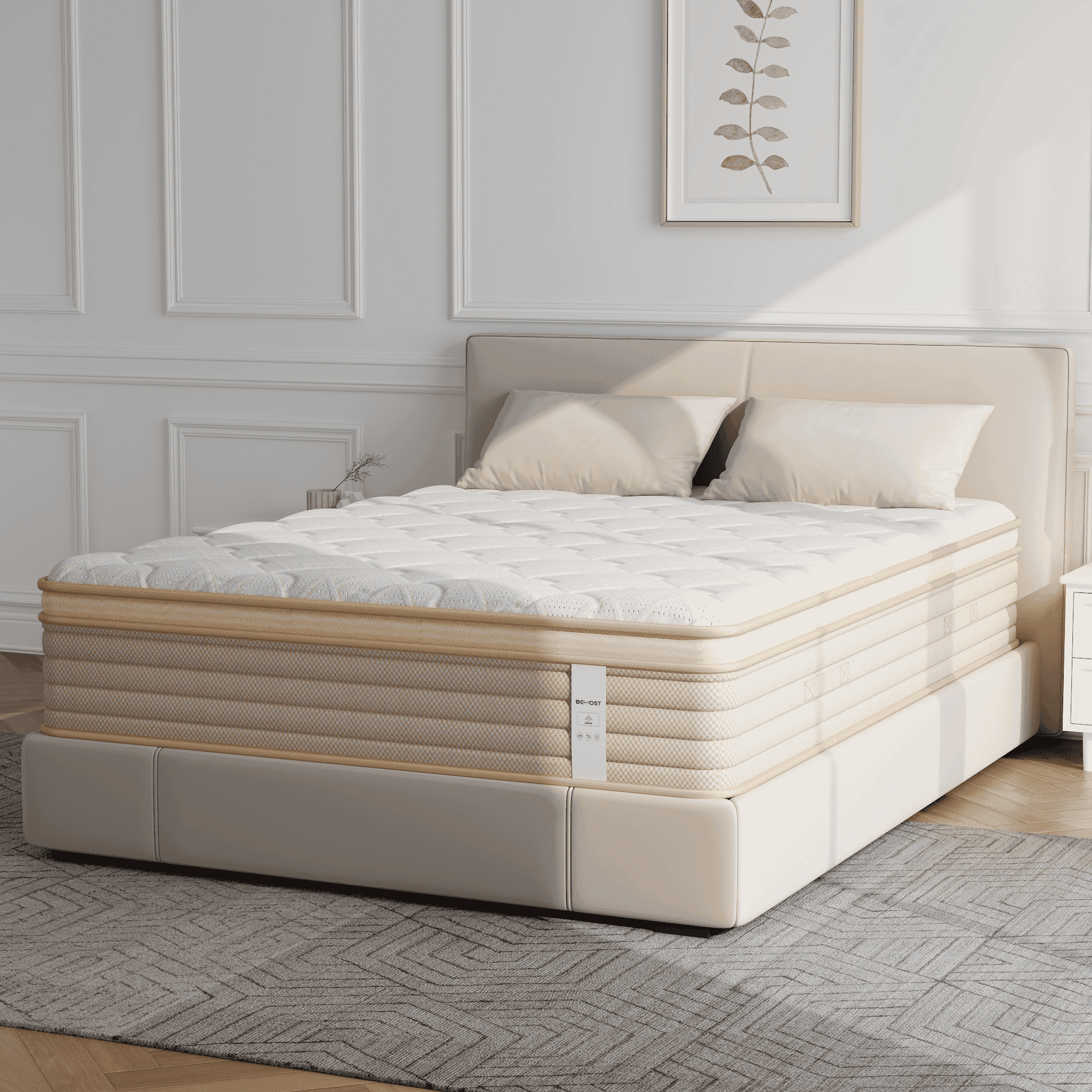 BEHOST 12 Inch Queen Mattress, Cooling Gel Memory Foam and Individual Pocket Springs Hybrid Mattress in a Box, Medium Firm Support for Pressure Relief, CertiPUR-US Certified, Breathable Cover