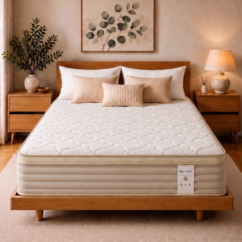BEHOST 12 inch Queen Mattress, Cooling Gel Memory Foam Hybrid Mattress with Individual Pocket Springs, Pressure Relief, CertiPUR-US Certified