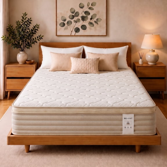 BEHOST 12 inch Queen Mattress, Cooling Gel Memory Foam Hybrid Mattress with Individual Pocket Springs, Pressure Relief, CertiPUR-US Certified